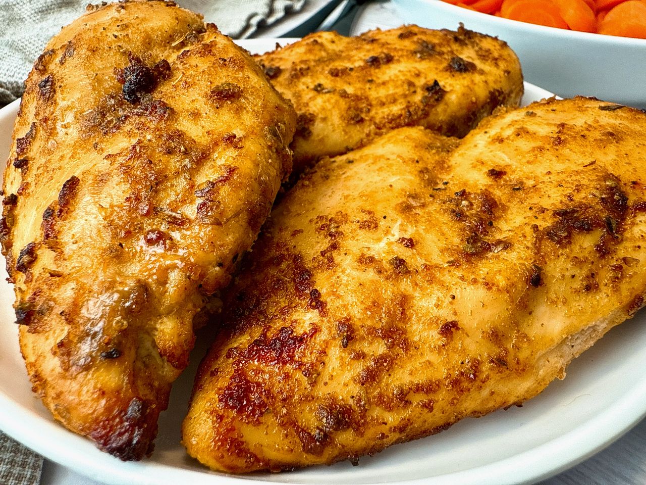 air fryer chicken on a white plate