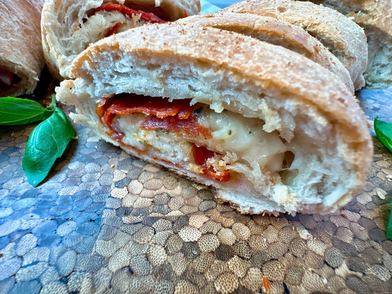 sliced pepperoni bread