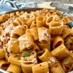 pesto pasta with red pepper flakes