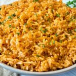 spanish rice in a white bowl