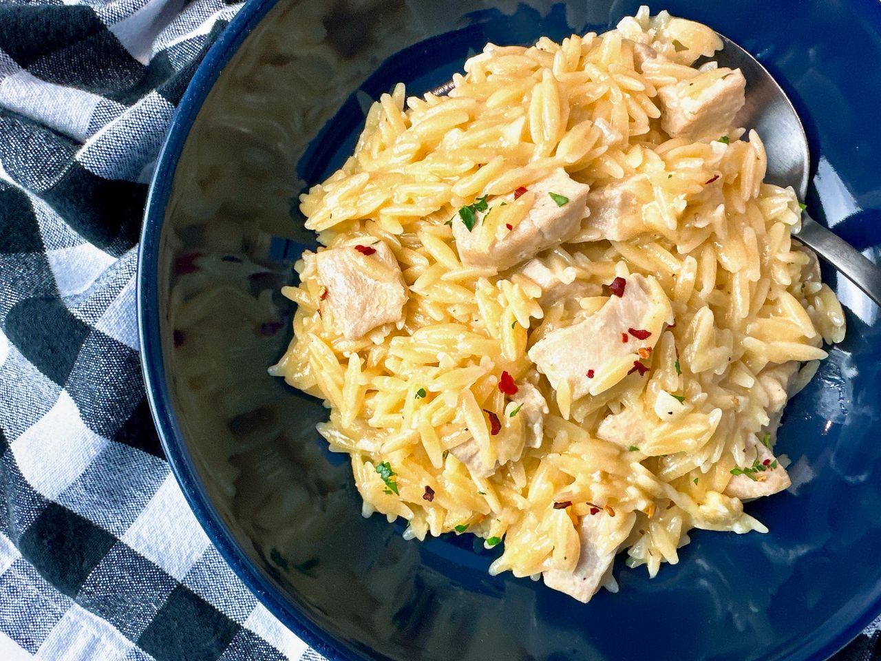 garlic butter chicken and orzo