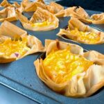 ham and cheddar filo cups
