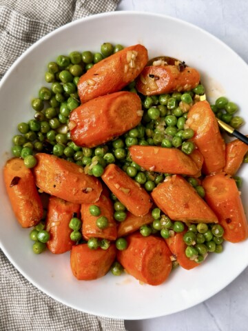 roasted carrots and peas