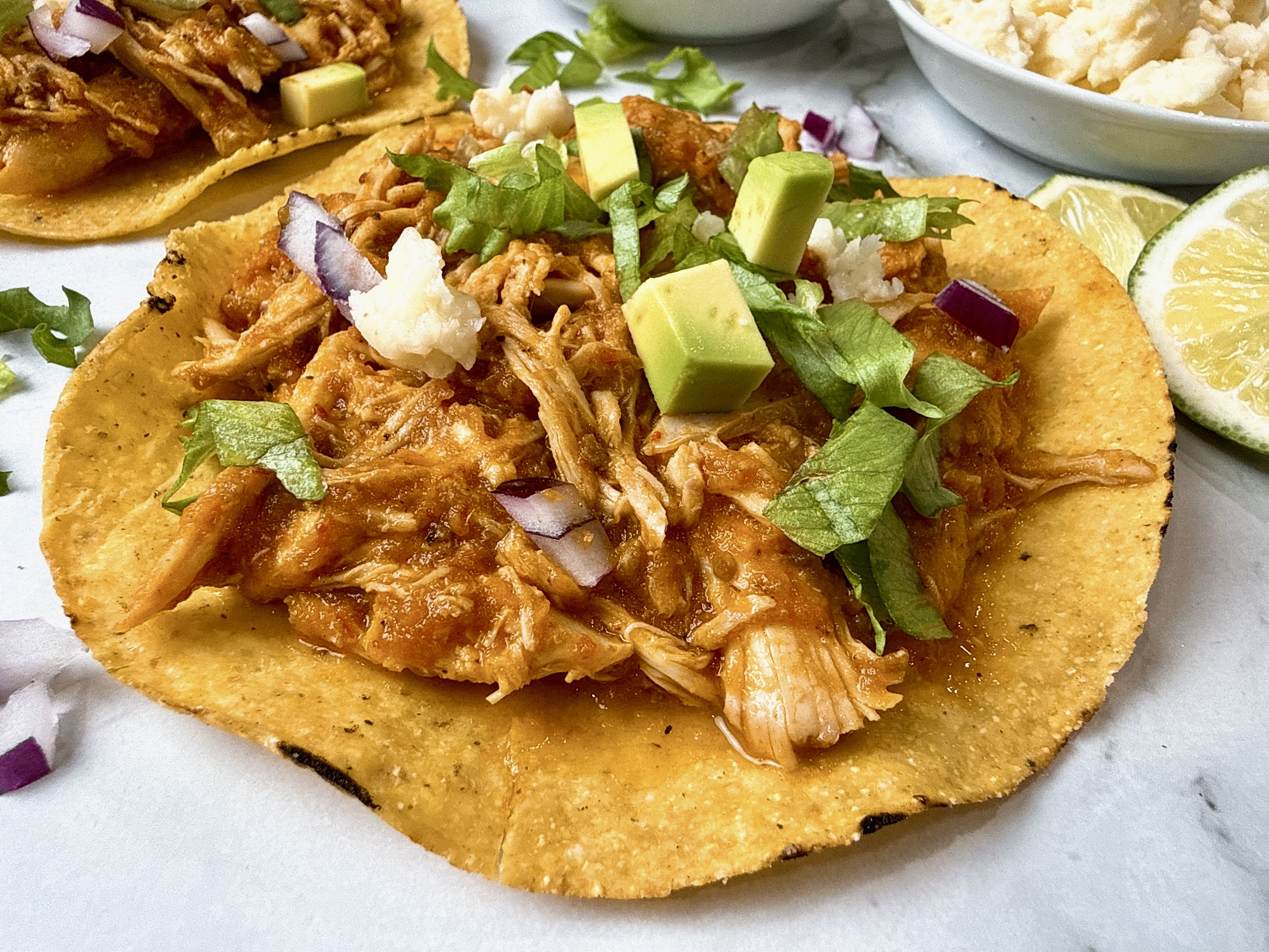 chicken tinga tostadas