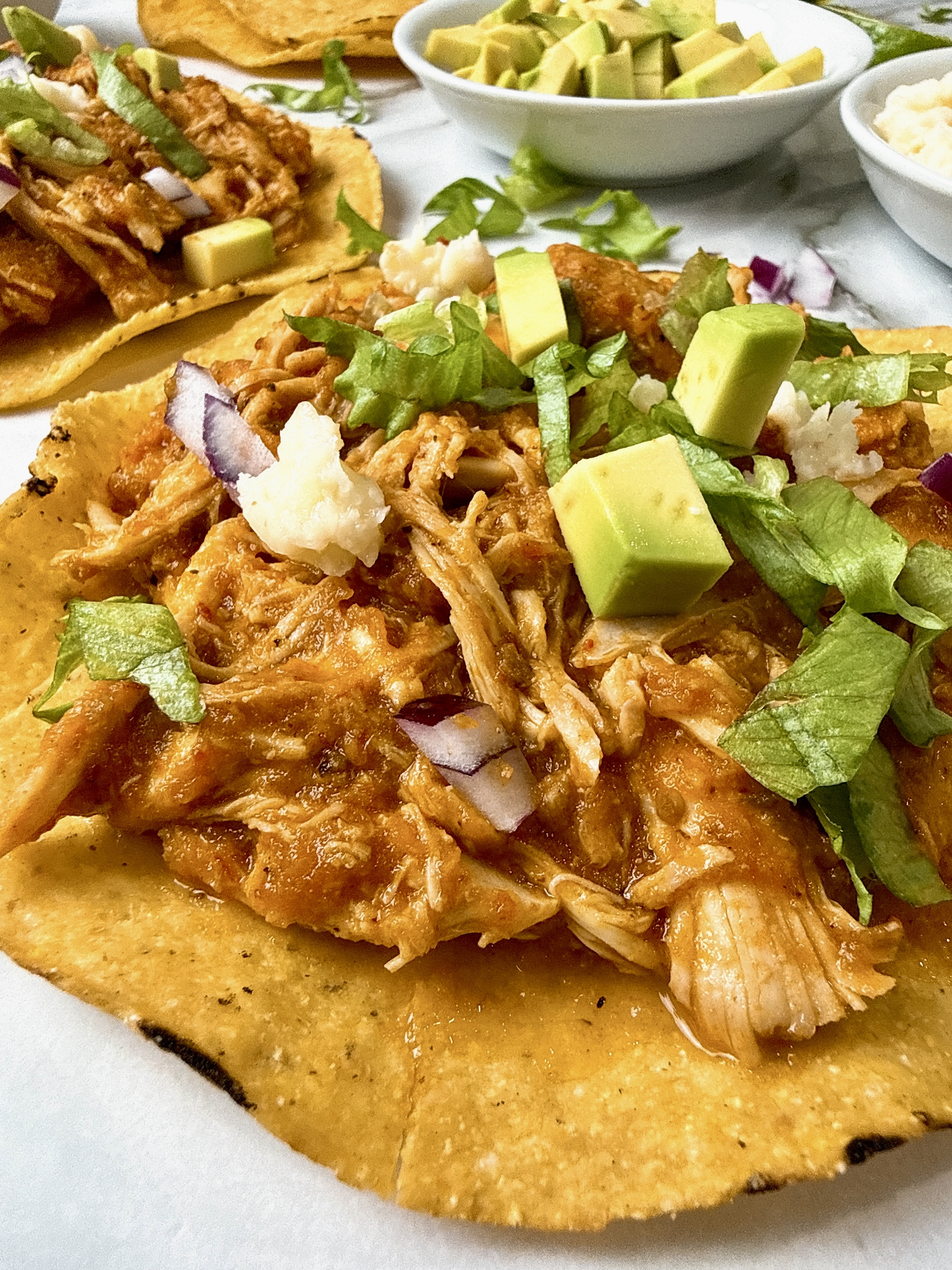 chicken tinga tostadas