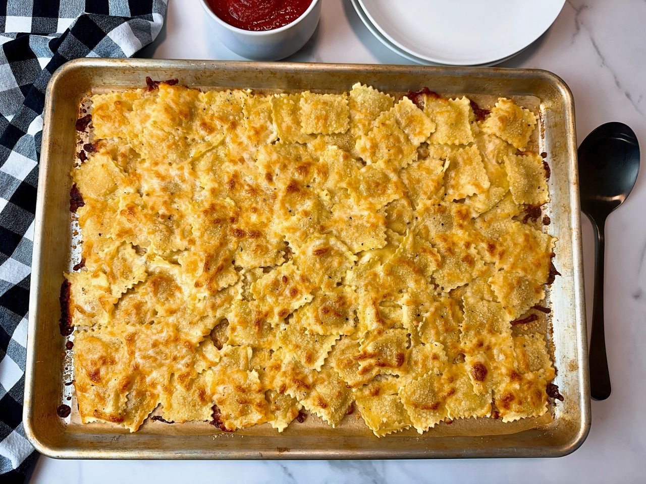 ravioli on a baking sheet