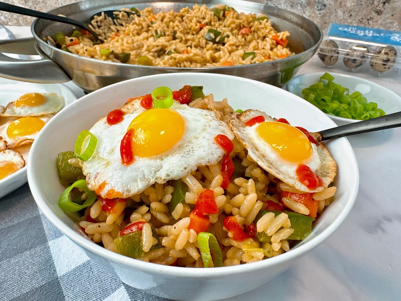 fried rice with fried eggs