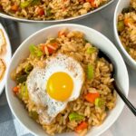fried rice with fried eggs