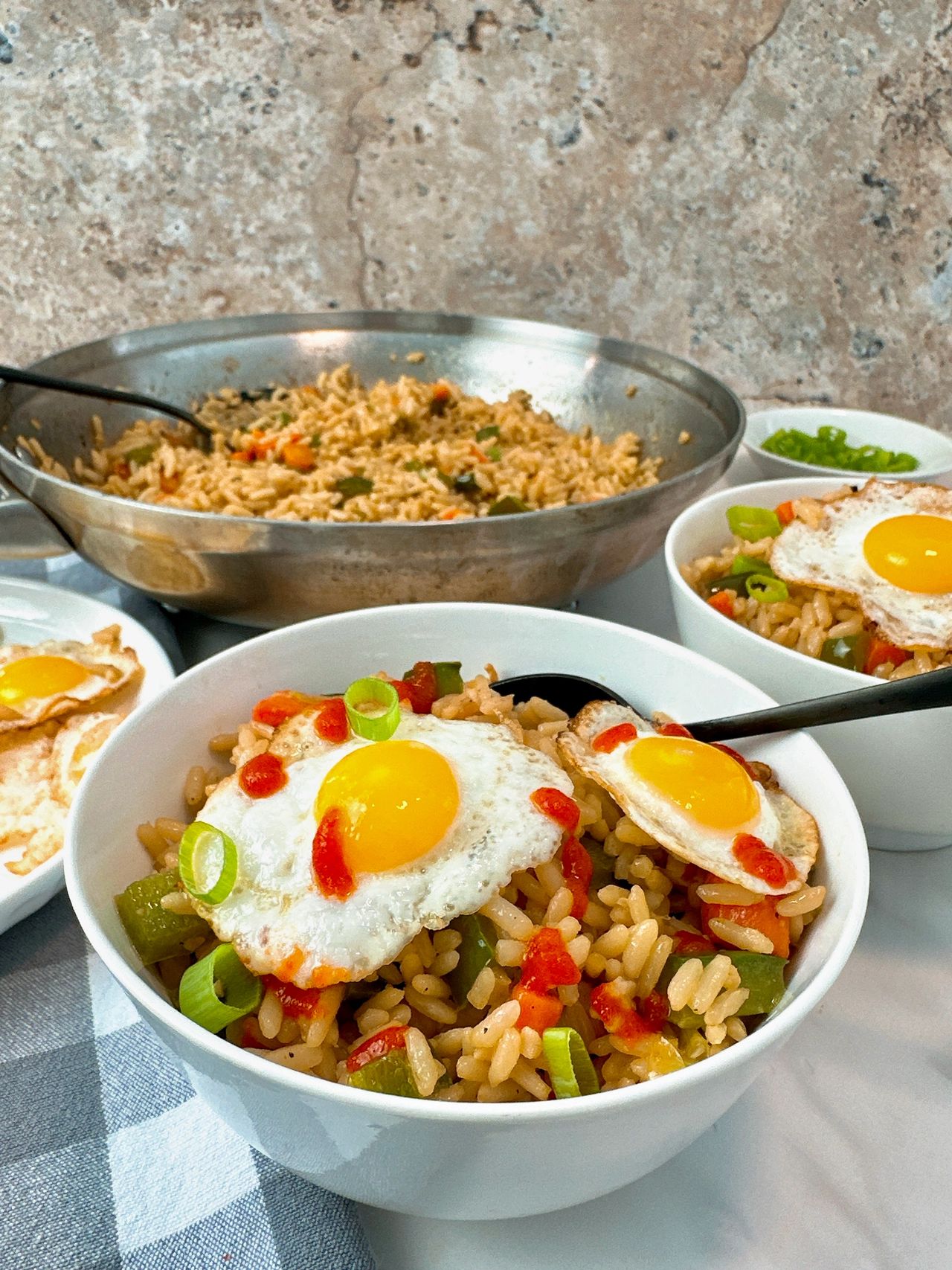fried rice with fried eggs