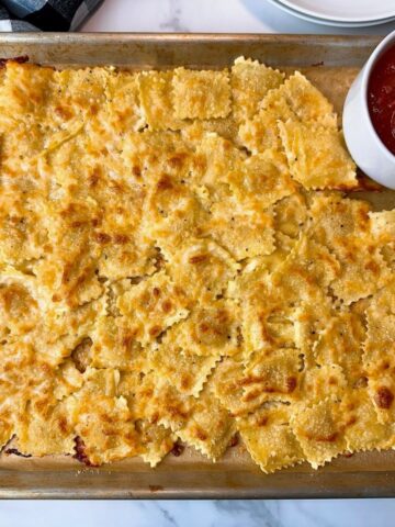 ravioli on a baking sheet