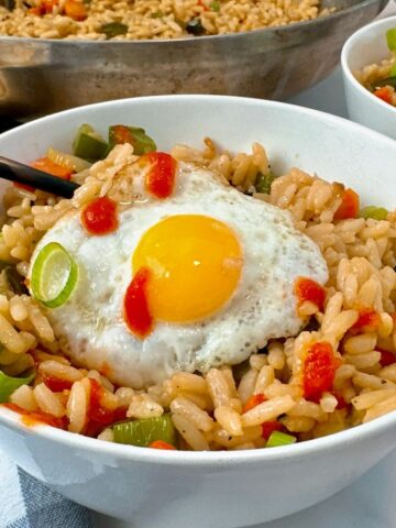 fried rice with fried eggs