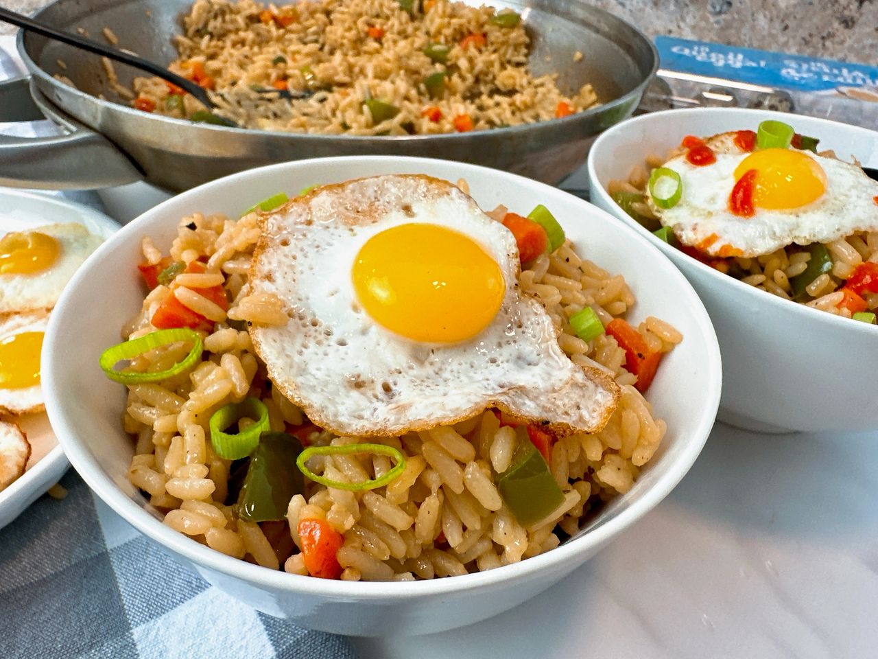 fried rice with fried eggs