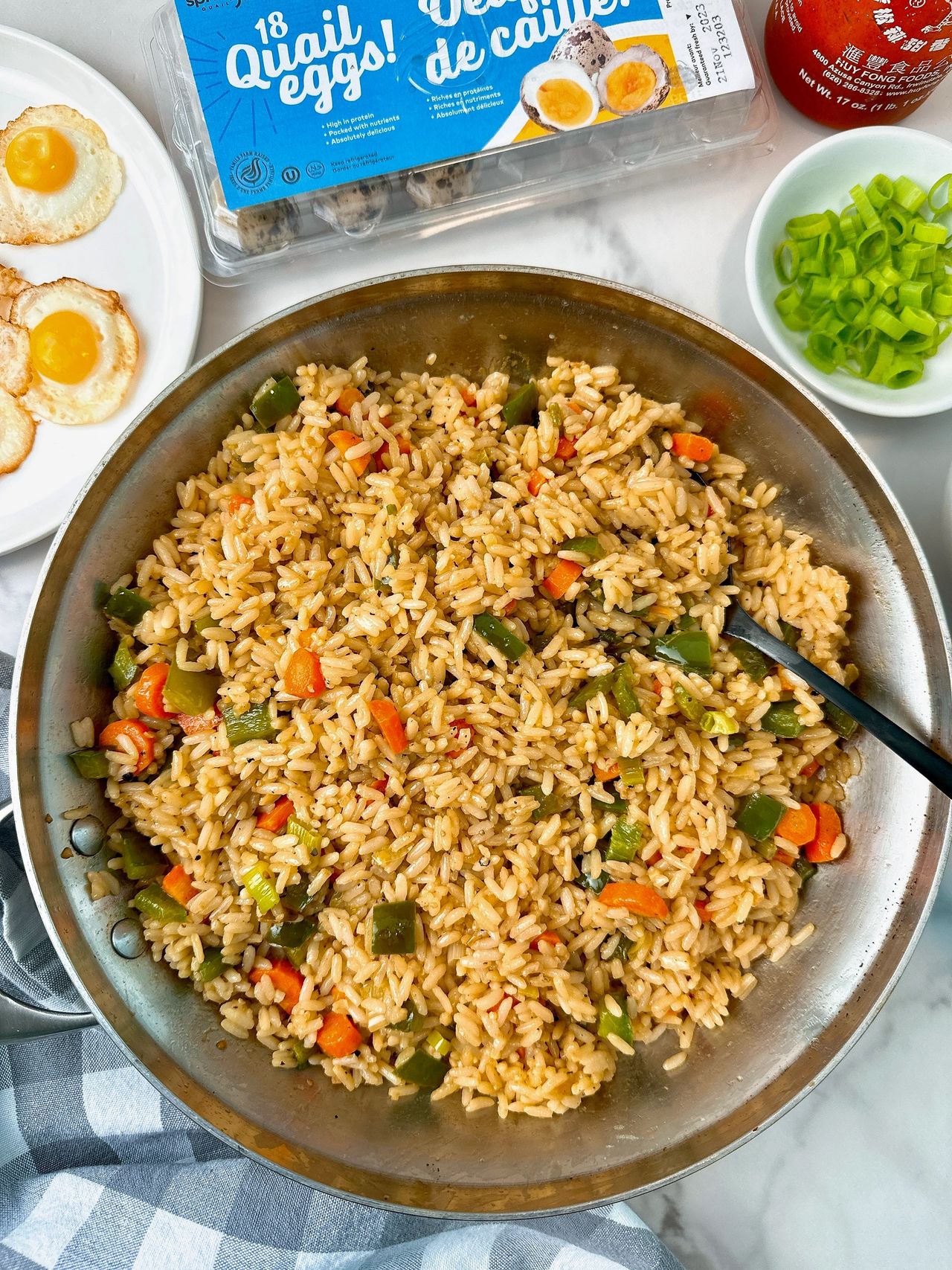 fried rice with fried eggs