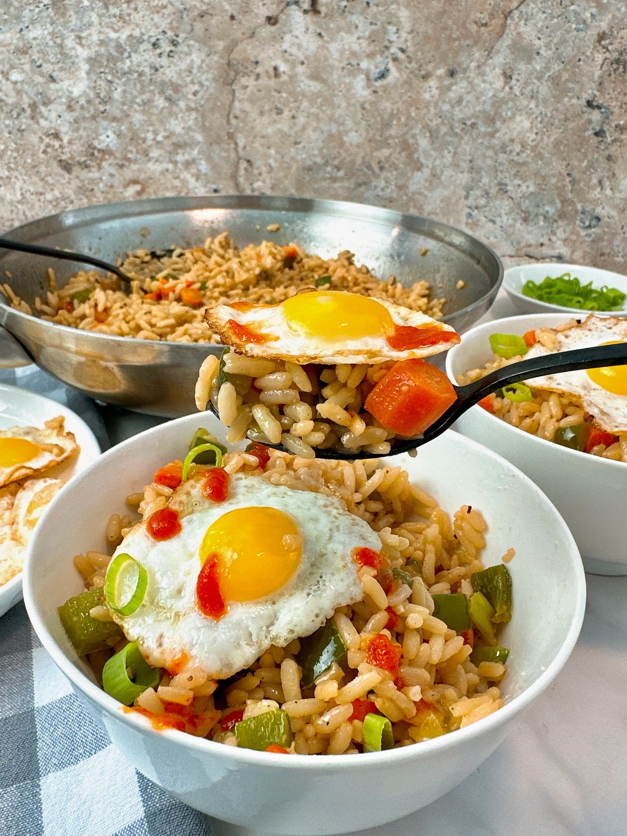 fried rice with fried eggs