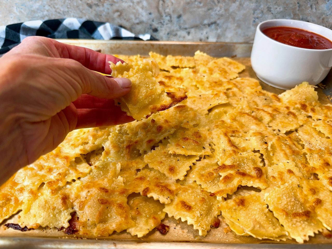 ravioli on a baking sheet