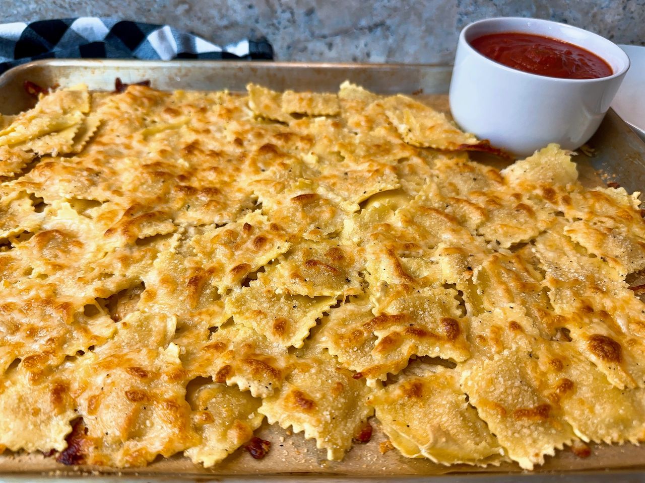 ravioli on a baking sheet