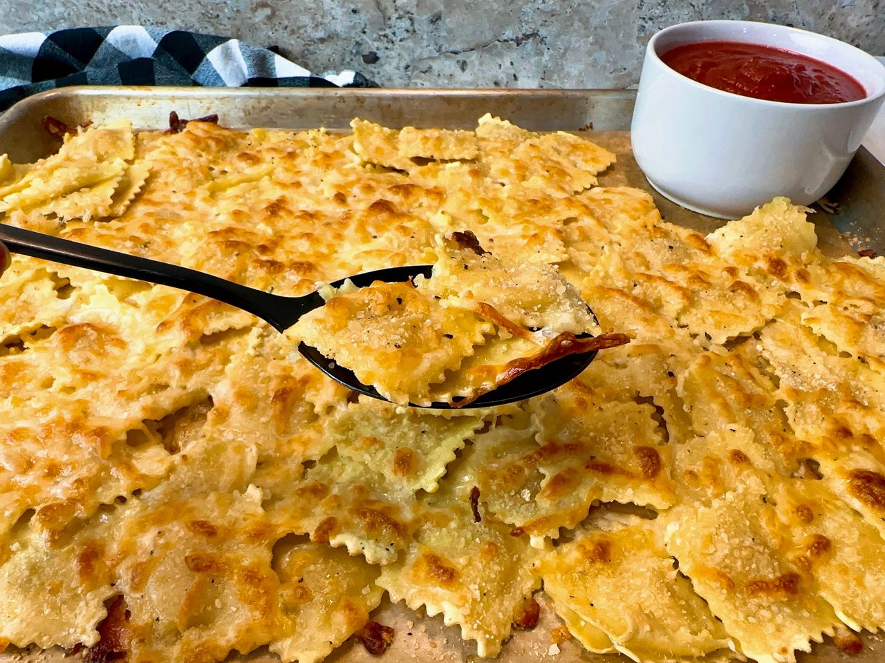 ravioli on a baking sheet