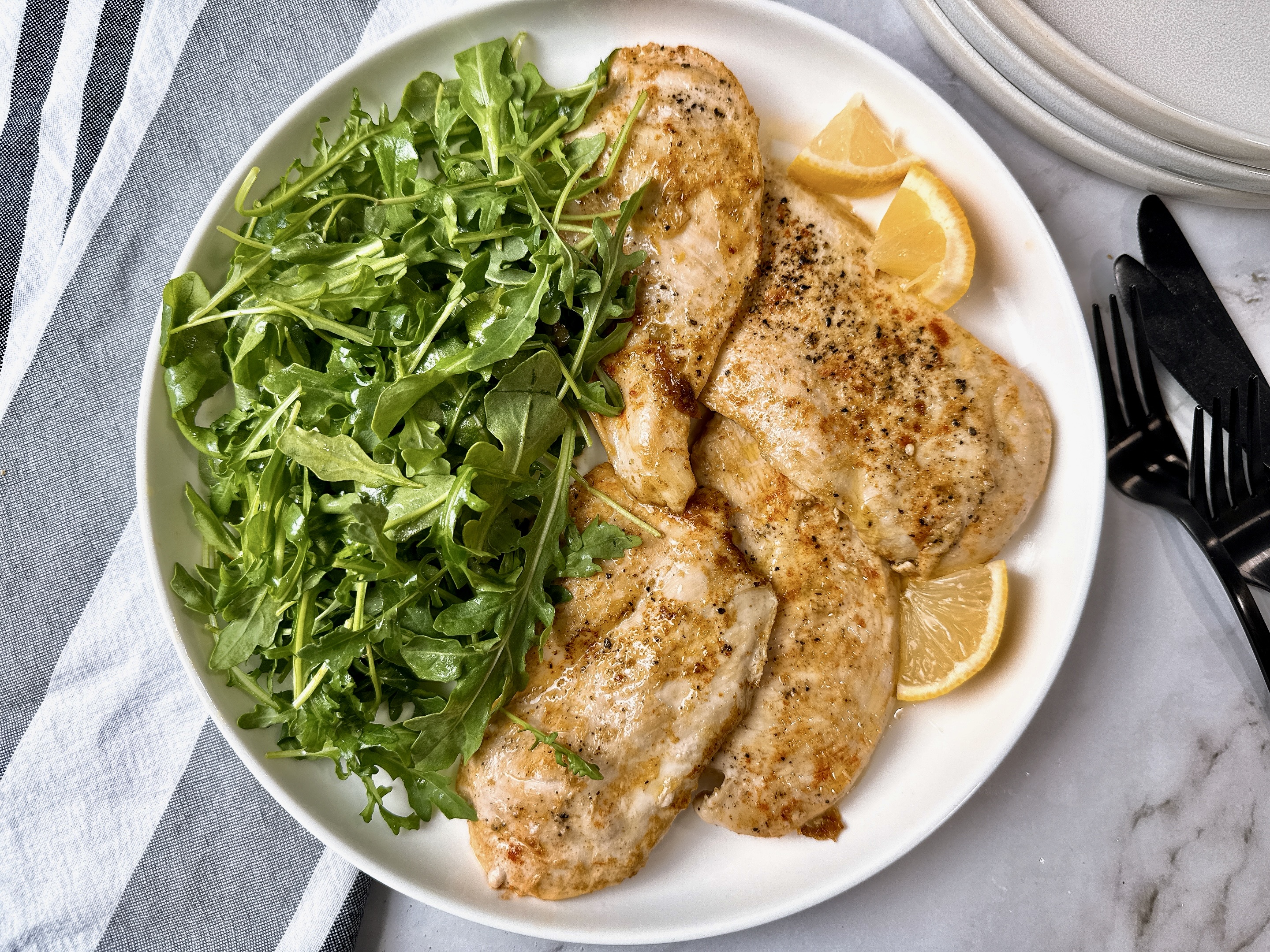 chicken paillard with arugula