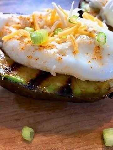grilled avocados with poached eggs