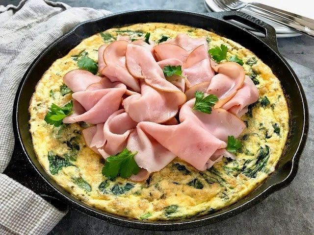 Spinach and Cheese Frittata with Ham