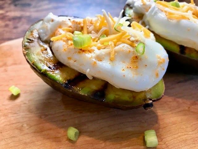 grilled avocados with poached eggs