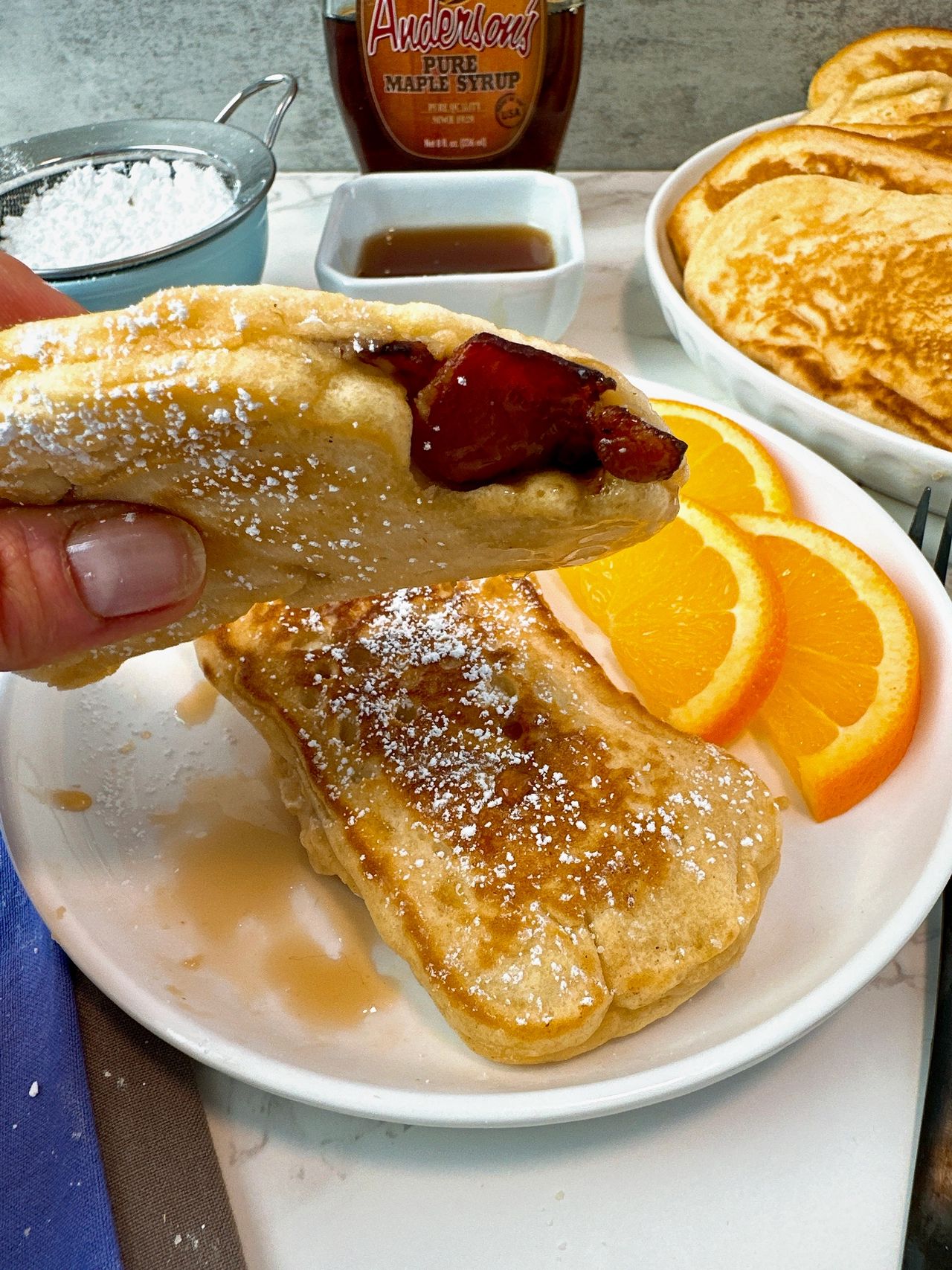 bacon stuffed pancakes