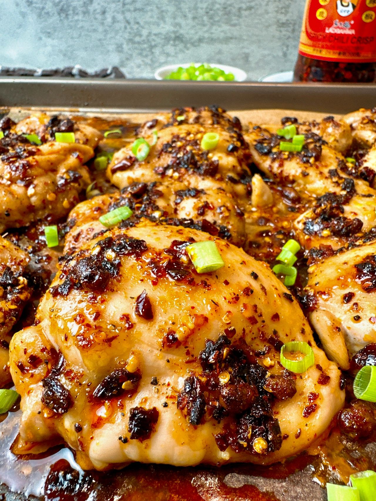 chili crisp chicken thighs