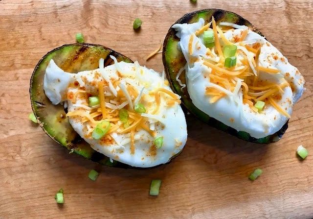 grilled avocados with poached eggs