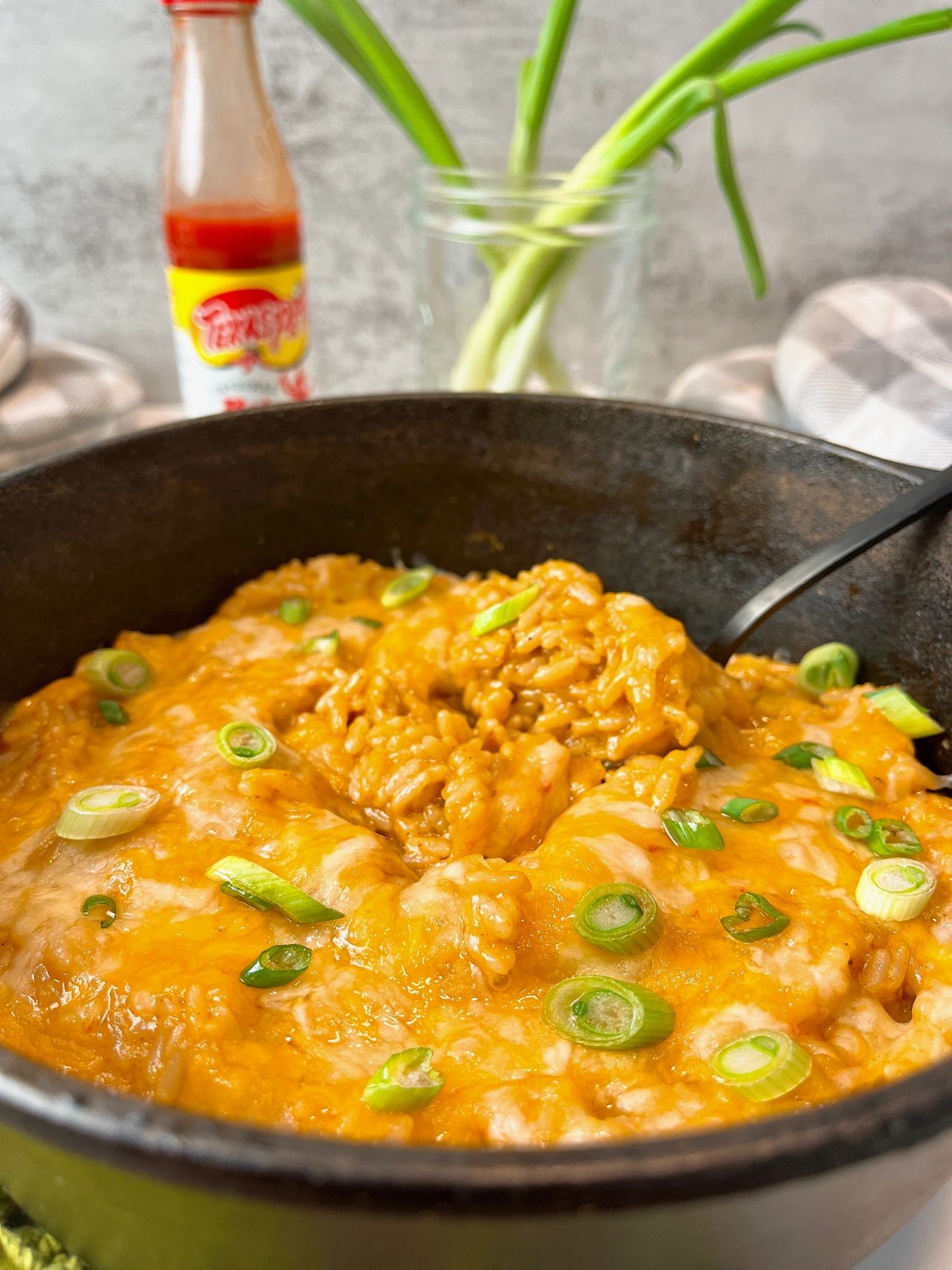 rice with taco seasoning and Mexican cheese