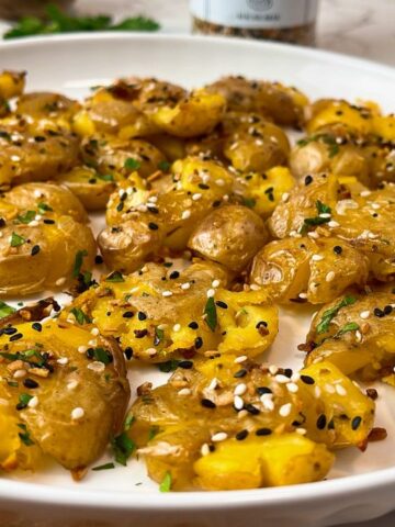 smashed potatoes with everything bagel seasoning