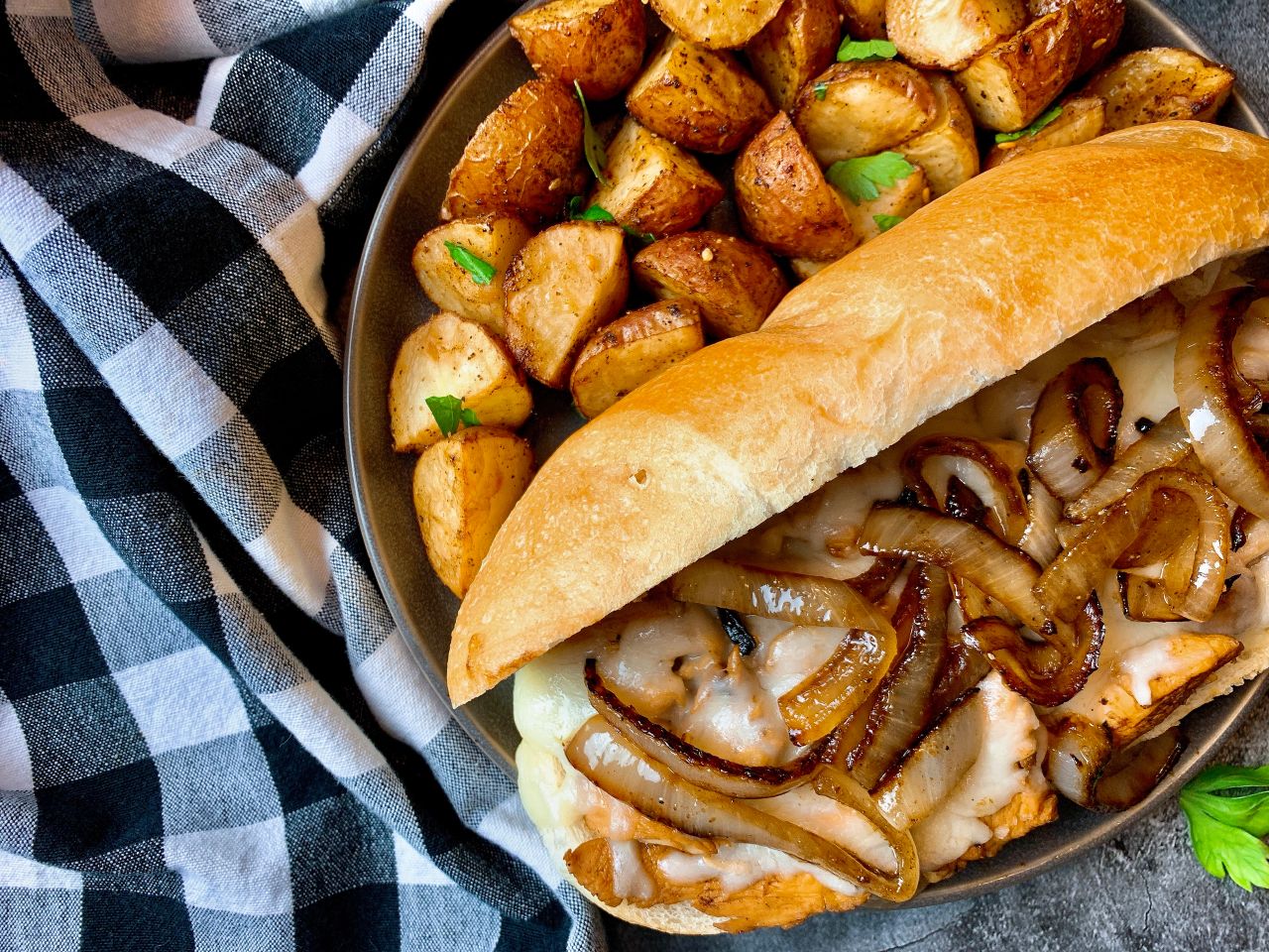 chicken cheesesteaks with fried onions