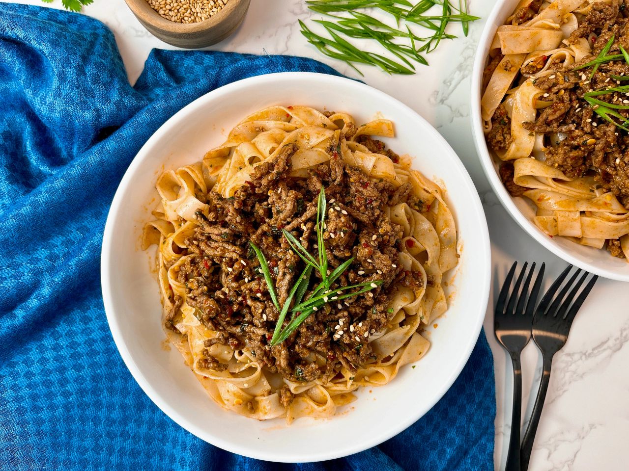 chili garlic beef and noodles