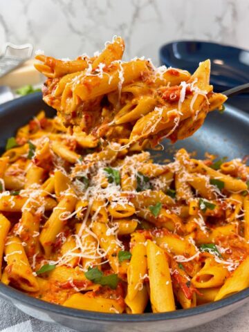 penne in roasted red pepper sauce
