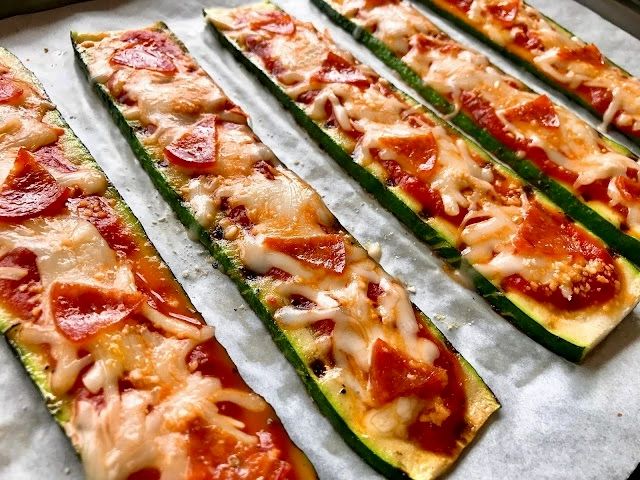 Grilled Zucchini Pepperoni Pizzas