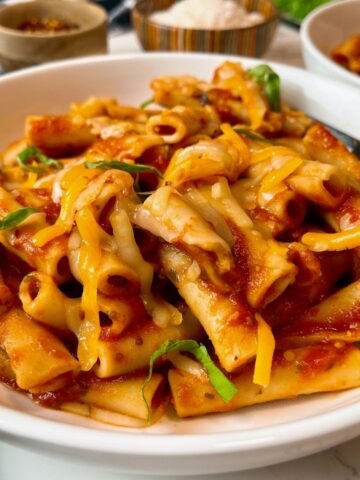 pasta with tomato sauce and cheese
