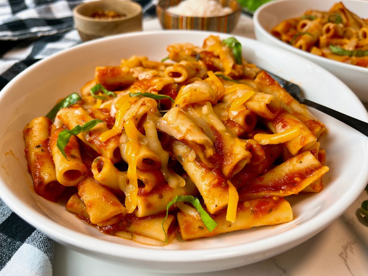 pasta with tomato sauce and cheese