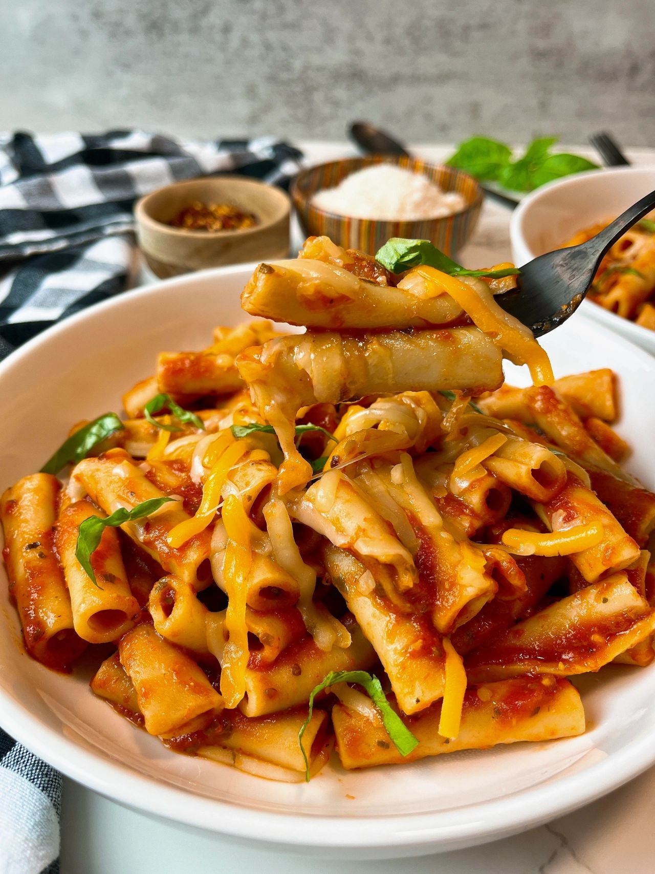 pasta with tomato sauce and cheese