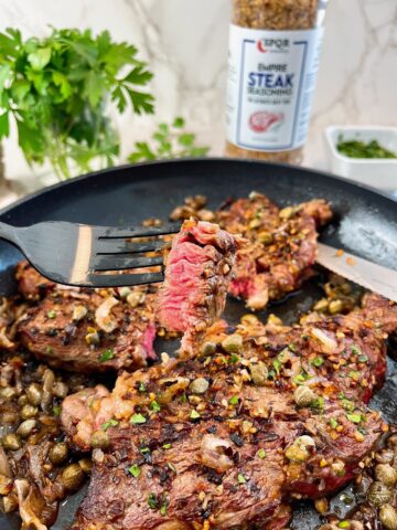 steaks with capers and shallots