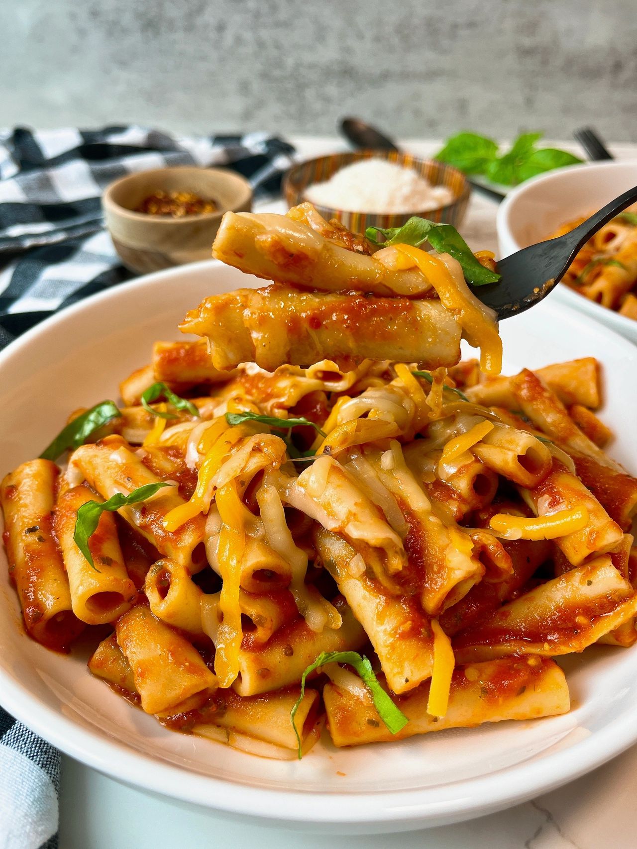 pasta with tomato sauce and cheese