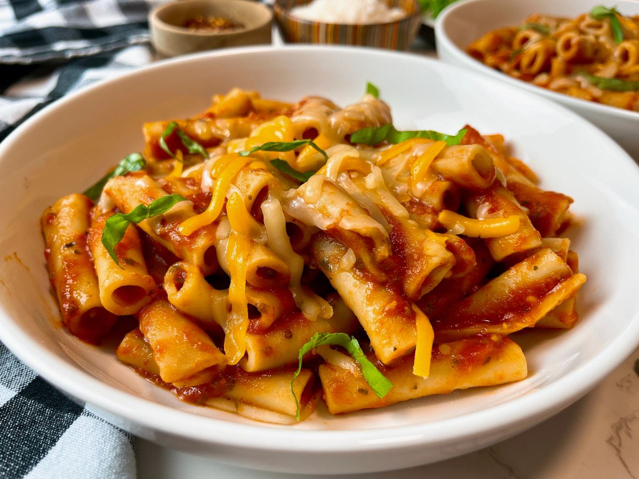 pasta with tomato sauce and cheese