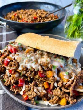 italian beef and pepper sandwich