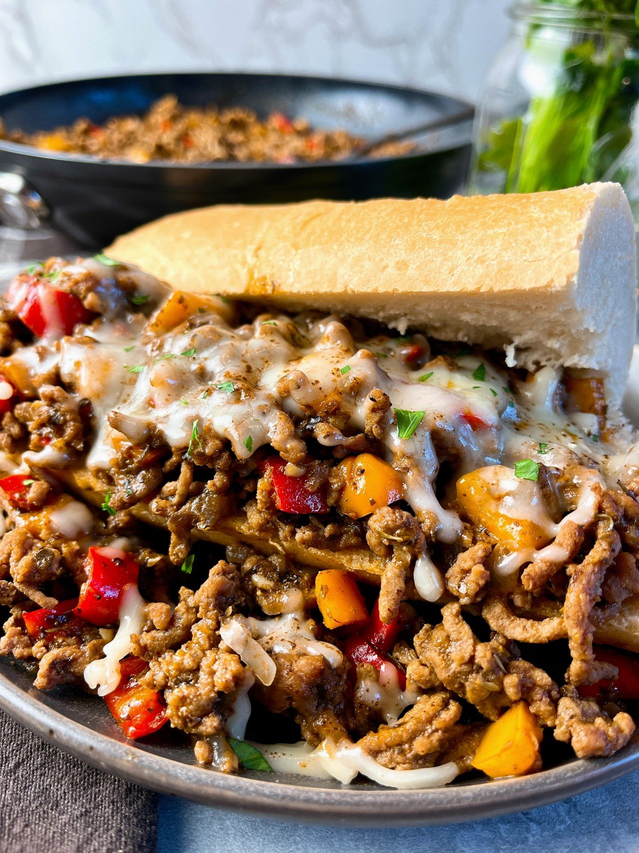 italian beef and pepper sandwich