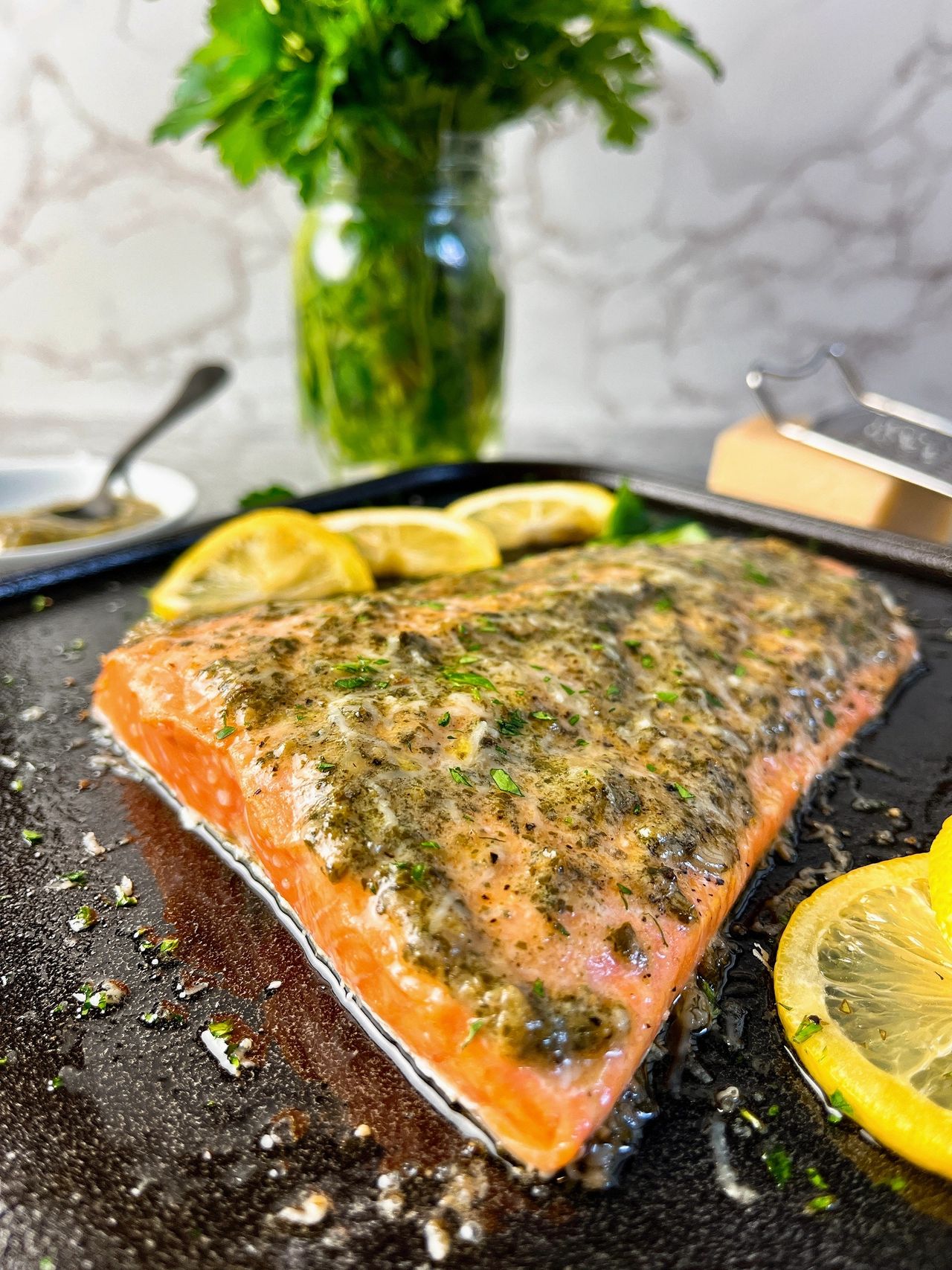 pesto glazed salmon