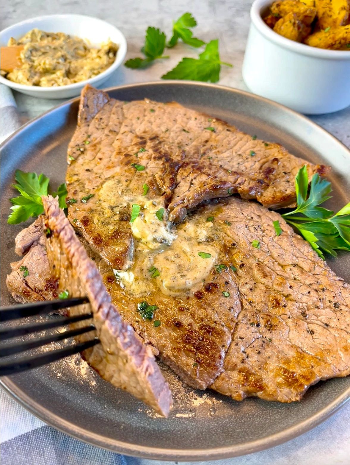 Minute Steaks with Pesto Butter