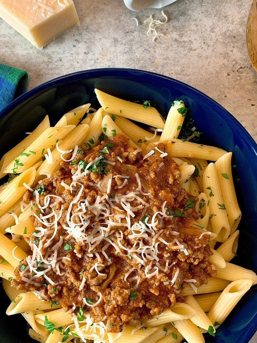 penne with bolognese sauce