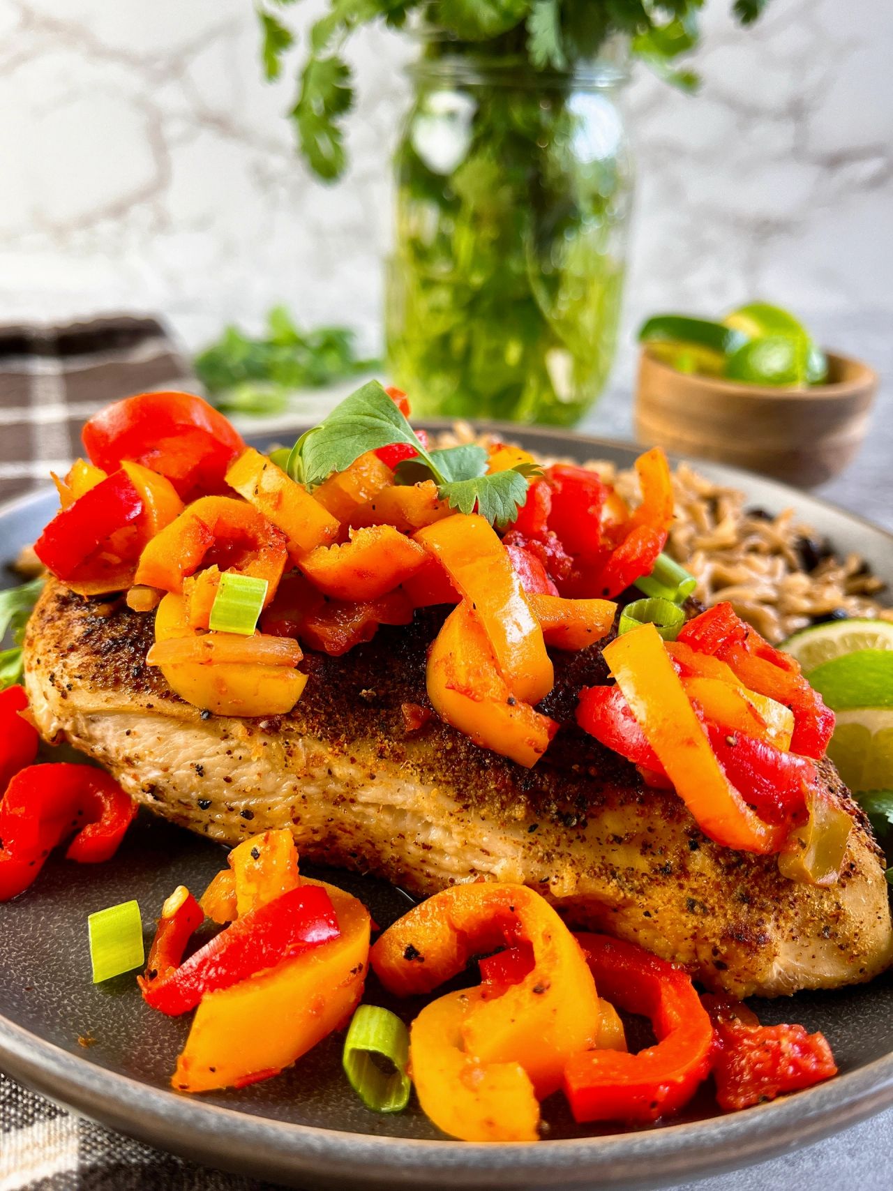 salsa lime chicken and peppers
