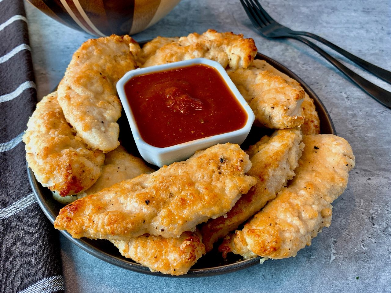 Parmesan Chicken Fingers with Marinara