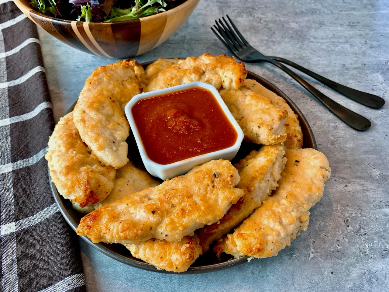 Parmesan Chicken Fingers with Marinara