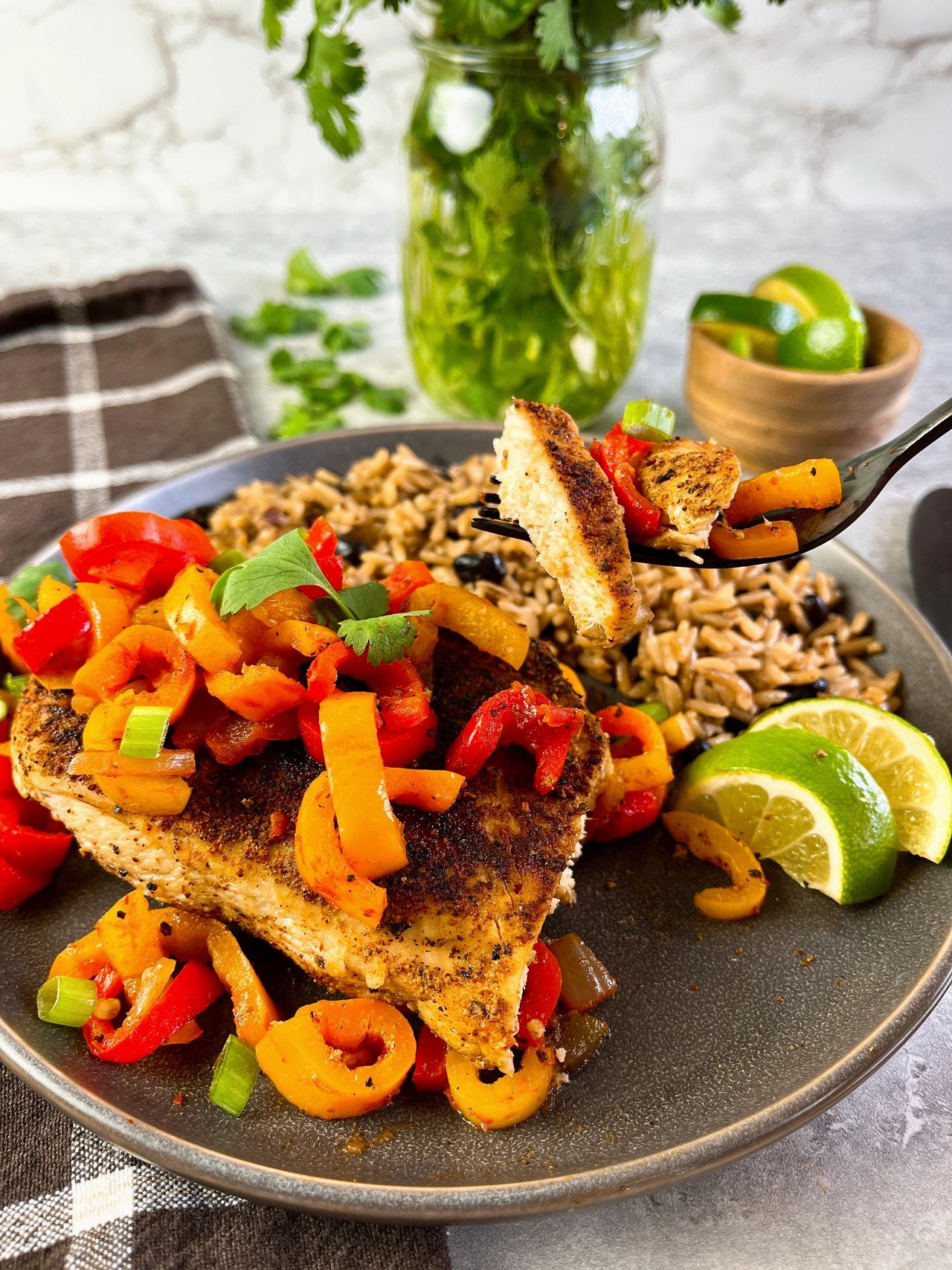 salsa lime chicken and peppers