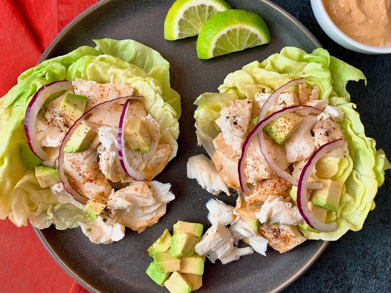Halibut Lettuce Wraps with Chipotle Cream Halibut Lettuce Wraps with Chipotle Cream